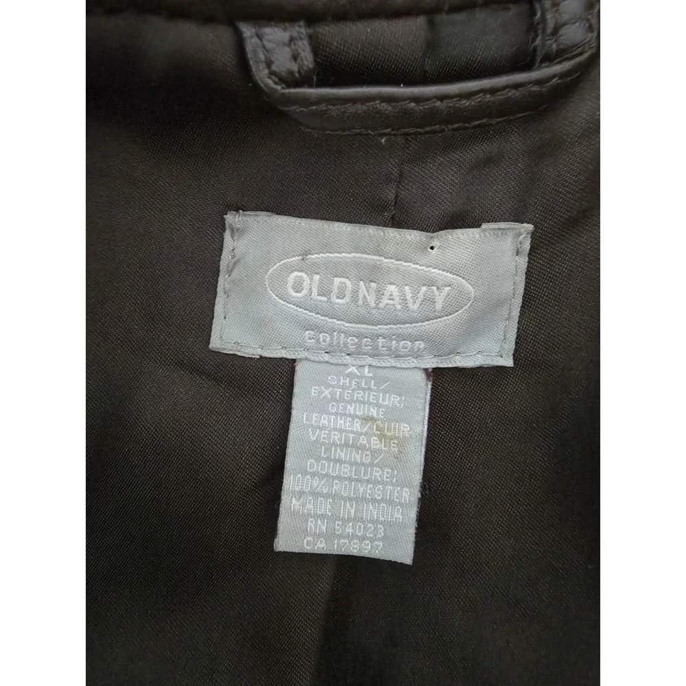 Old Navy Blazer Jacket Womens XL Dark Brown Leather Office Wear Y2K Mob Wife